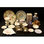 An Aynsley Orchard Gold pattern teacup, saucer and tea plate; a Royal Doulton The Snowman plate,
