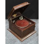 A Columbia table top wind up gramophone, mahogany case, 39cm wide, no118A