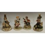 Ceramics - a pair of capodimonte figural candlestick, Picolo shepherd and shepherdess, impressed