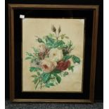 Victorian School Still Life, Roses watercolour