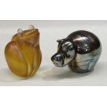 A John Ditchfield Glasform Hippo; another frog (2)