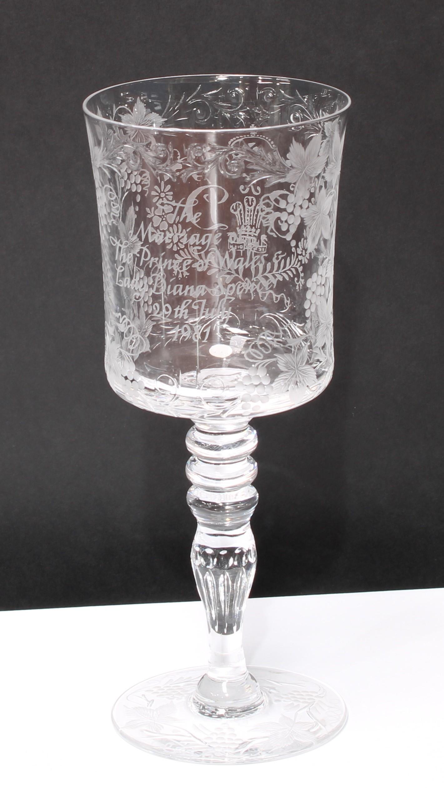 A Royal Doulton crystal royal commemorative goblet, the wedding of the Prince of Wales and Lady - Image 2 of 2