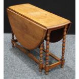 An Anglo-Indian hardwood bobbin turned gateleg table, label for Chamarajendra Technical Institute,