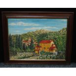 S Isney, Spanish Landscape signed, oil