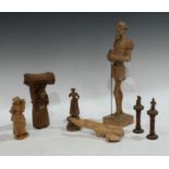 Boxes and Objects - a collection of seven Black Forest carvings, including two needlecases, etc
