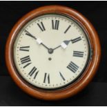 An oak circular wall clock, Roman numerals to dial, 40cm diameter