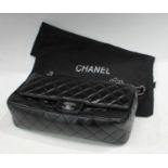 ***LOT WITHDRAWN***A Chanel quilted black leather handbag, metal link strap,