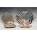 Silver Plate - four trays, teapot, champagne cooler (6)