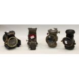 An MFG Co Ltd Parkers oil cycle lamp, Trusty Duplex; Powell & Hamner Colonel cycle oil lamp etc (4)