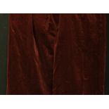 Textiles - a pair of claret cotton velvet curtains