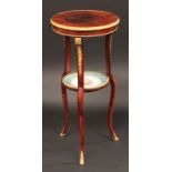A 19th century gilt metal mounted kingwood, rosewood and marquetry boudoir gueridon, quarter-