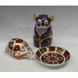 Royal Crown Derby paperweights comprising Koala bear, gold stopper; Tortoise, gold stopper and an