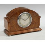An Art Deco Mappin & Webb walnut mantel clock, eight day movement