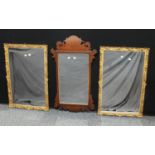 A pair of rectangular giltwood wall mirrors and a vauxhall mirror (3)