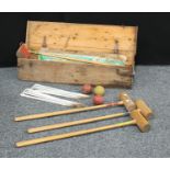 A 1940's croquet set, cased