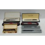 Pens - a Conway Stewart fountain pen and retractible pencil set, 14ct gold nib, cased; Parker pen