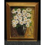 English School Abstract Still Life, Vase of Flowers oil