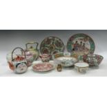 Oriental Ceramics - a 19th century blue and white drug jar; majolica corn cobs teapot, others