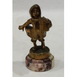 A bronze figure, girl with snail, 12.5cm
