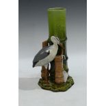 A Bretby stork and bamboo vase