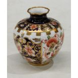 A Royal Crown Derby miniature ovoid vase, pattern number 6299, 7cm, printed marks