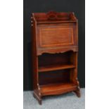 A mahogany inlaid student's bureau, fall front, 125cm high, William Twigg, Furnisher, label to