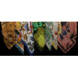 Lady's Accessories - vintage silk scarves including Au Verseau A Lausanne - Paul Budry, Jacqmar