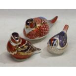 Royal Crown Derby paperweights comprising Pheasant, second quality, no stopper (a/f); Goldcrest,