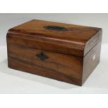 A Victorian walnut domed rectangular workbox, c.1880