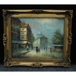 W Temple Street Scene signed, oil