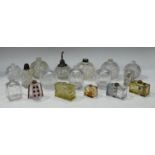 A collection of seventeen 19th century and later glass lady's perfume bottles, Art Deco,