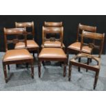 A set of six early 20th century mahogany side chairs, the mid rail with a flowering rectangular