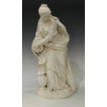 A Minton Parian figure, of a young woman, modelled by A.Carrier, standing, emptying one ewer into