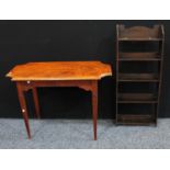 An early 20th century oak open bookcase; an oak side table (2)