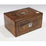 A Victorian walnut Tunbridge inlaid workbox