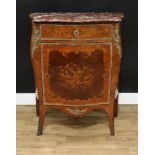 A 19th century French gilt metal mounted rosewood and marquetry bombe-shaped side cabinet, in the