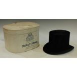 A gentleman's black silk top hat, by Battersby & Co, London, size 6 7/8, card outer box for retailer