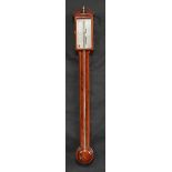A George III mahogany stick barometer, the silvered dial inscribed N. Ortelly, Macclesfield, 96cm