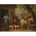 After George Morland The Public House Door, with vendor, Boots and Shoes Neatly Mended oil on