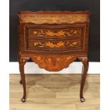 A 19th century Dutch mahogany and marquetry serpentine bedroom table, shaped gallery above a