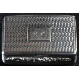 A William IV silver rounded rectangular vinaigrette, engine turned overall, hinged cover with