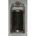 A Victorian silver-plated nutmeg grater, shell and acanthus crested gadrooned border, hinged