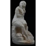 French School (19th century), an alabaster, Dipping a Toe, 23cm high