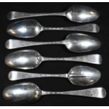 A George I silver Hanoverian pattern table spoon, rat 19.5cm long, London 1719; another, George