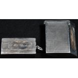 A Victorian silver rectangular vesta box, hinged cover, engine turned, striker to side, 4.5cm over