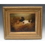 J**Langlois (19th century) Two Terriers in a Stable cornering a Rat, signed, oil on canvas 24cm x