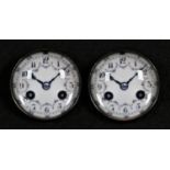 A pair of novelty buttons, each as a pocket watch dial, 3cm diam