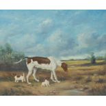 J** Cole (20th century) Hounds and Pups signed, oil on board, 40cm x 49cm