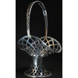 An Edwardian silver posy basket, lattice-pierced throughout and applied with flowering foliate