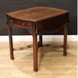 A Chippendale Revival mahogany serpentine Pembroke table, slightly oversailing top with pie-crust